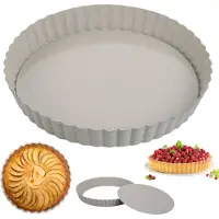 King Hoff 1969 - Taartvorm met uitneembare bodem - Ø25 cm - koolstofstaal - gemarmerde antiaanbaklaag - beige
