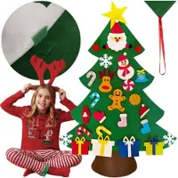 Ruhhy DIY Vilt Kerstboom - Inclusief 26 Versieringen - Herbruikbare Kerstdecoratie