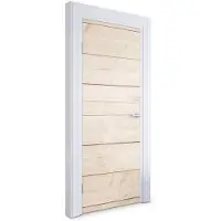 Wallfluent Deursticker - Lichte houten planken Deurposter - 75 x 205 cm - Beige Deur Sticker - Moderne Deur Sticker - Imitatietextuur Deurfolie - Deursticker voor de Keuken - Deurbehang