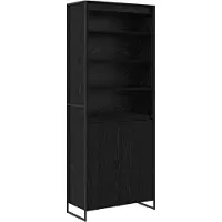 vidaXL Hoge Kasten Zwart Eiken 79 x 36 x 200 cm Bewerkt hout