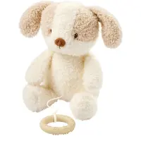 Nattou TEDDY Muziekknuffel Baby Hond - 25 cm - Zachte Knuffel met Muziek - Baby Cadeau - Wit & Beige