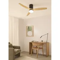 Create - Plafondventilator 40W silent Ø132 cm ABS - Met Verlichting drie temperaturen - Met Wandregelaar - Met Afstandsbediening - 6 Snelheden - Timer - Zomer/Winter functie - Naturel Hout - WIND CALM