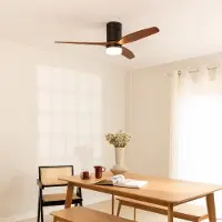 Create - Plafondventilator 40W silent Ø132 cm - Met Verlichting drie temperaturen - Met Afstandsbediening - 6 Snelheden - Timer - Zomer/Winter functie - Zwart - WIND CALM