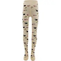 Ewers Maillot Kindermaat - Fijne Rib en Bloemetjes Roze & Beige & Donkerblauw - Ecru-134/146