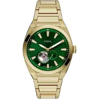 Fossil Analoog horloge 'EVERETT' goud / donkergroen / wit
