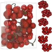 Springos Kerstballen | 54 Stuks | 3 cm | Rood | Draden | Mat | Rood