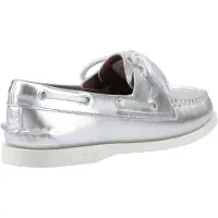 Sperry Authentic 2 Eye Dames Bootschoenen Van Zilver Leer