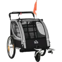 HOMCOM 2-in-1 kinderfietsaanhanger, inklapbaar, met afneembaar voorwiel