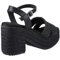Hush puppies Jamelia Espadrille Hak Textiel Dames Zwarte Sandalen
