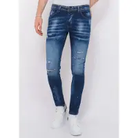 Local Fanatic Paint splatter ripped jeans slim fit