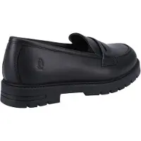 Hush puppies Hazel Loafer SNR Meisjes Zwarte Leren Mocassins