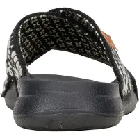 HeyDude Christi Slide Cottage Haak Katoen Dames Zwarte/Witte Sandalen