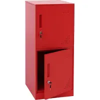 MCW Kluis -P63, kluisje Kluisje Kluisje 2 deuren, 90x38x45cm Staal ~ rood