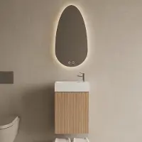 Boss & Wessing Toiletmeubel Set BWS Riga Licht Eiken Japandi 40 cm Fontein Glans Wit