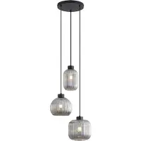 QAZQA Design hanglamp zwart met smoke glas 3-lichts - Ana