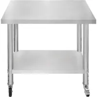 KuKoo Horeca Werkbank Tafel Roestvrij Staal Voedsel Bereiding Keuken Mobiel 90cm x 76cm
