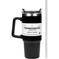 Benson Thermosbeker - 900 ml - Zwart - Transparante Deksel - Geschikt voor Auto