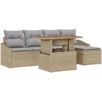 vidaXL Tuinbank Set 6 st Beige Poly rattan