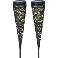 Luxform Tuinfakkel Solar Metal Jersey Black (Set van 2)