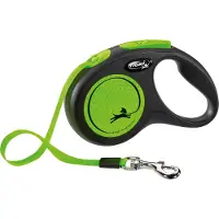 Flexi voor hond rollijn voor new neon tape zwart / neon groen S 5 mtr tot 15 kg