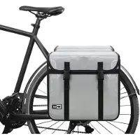 Lastpak ruime dubbele fietstas - grijs - 46L - 39 x 35 x 17 cm - eenvoudig te monteren
