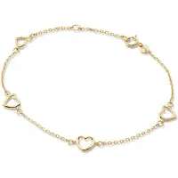 Glow 204.0236.19 Dames Armband Open Hartjes 19 cm 14 Karaat Goud