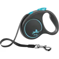 Flexi voor hond rollijn voor black design tape blauw s 5 mtr tot 15 kg