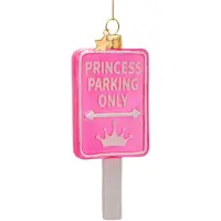 Vondels Kerstornament Glass Opal Pink Princess Parking Only Sign 11 cm