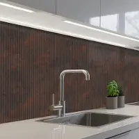 KitchenYeah Keuken achterwand 200x60 cm - Spatscherm zelfklevend Strepen - Roest print - Donker - Muurbeschermer - Spatwand fornuis