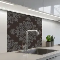 KitchenYeah Keuken achterwand 80x80 cm - Spatscherm zelfklevend Bruin - Grijs - Sierlijk - Patroon - Muurbeschermer - Spatwand fornuis