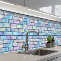 KitchenYeah Keuken achterwand 300x60 cm - Spatscherm zelfklevend Regenboog - Glans - Steen - Muurbeschermer - Spatwand fornuis