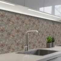 KitchenYeah Keuken achterwand 250x80 cm - Spatscherm zelfklevend Donker - Bloemen - Sierlijk - Muurbeschermer - Spatwand fornuis