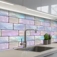 KitchenYeah Keuken achterwand 150x80 cm - Spatscherm zelfklevend Pastelglans - Steen - Reflectie - Muurbeschermer - Spatwand fornuis
