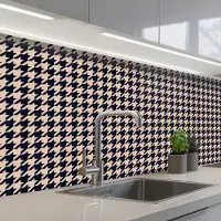 KitchenYeah Keuken achterwand 200x80 cm - Spatscherm zelfklevend Plaid - Patroon - Ruit - Donkerblauw - Muurbeschermer - Spatwand fornuis