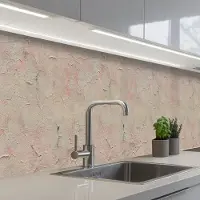 KitchenYeah Keuken achterwand 500x80 cm - Spatscherm zelfklevend Muur - Roze - Beige - Oud - Muurbeschermer - Spatwand fornuis