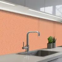 KitchenYeah Keuken achterwand 500x60 cm - Spatscherm zelfklevend Oranje - Strepen - Patroon - Muurbeschermer - Spatwand fornuis