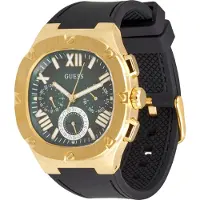 GUESS Analoog horloge 'Headline' goud / donkergroen / zwart / wit