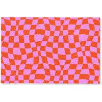 MuchoWow Deurmat 60x40 cm - Droogloopmat Blokken - Roze - Rood - Patroon - Mat voor binnen - Schoonloopmat - Deurmatten met print - Inloopmat