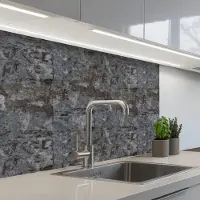 KitchenYeah Keuken achterwand 80x60 cm - Spatscherm zelfklevend Grijs - Zwarte - Muur - Muurbeschermer - Spatwand fornuis