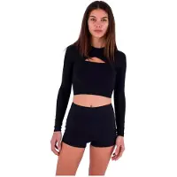 Hurley Max Solid Rib Cropped Cross Yoke Rash Guard Met Lange Mouwen
