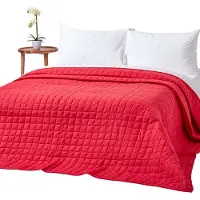 Homescapes Gewatteerde sprei van 100% katoen, rood/wit, 200 x 200 cm
