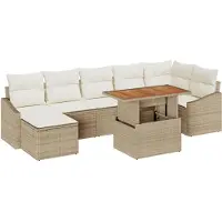 vidaXL Tuinbank Set 8 st Beige Poly rattan