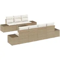 vidaXL Tuinbank Set met kussen 8 pcs Beige en Crème poly rattan