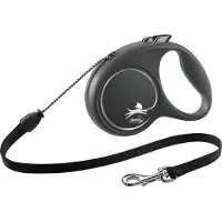 Flexi voor hond rollijn voor black design cord zwart m 5 mtr tot 20 kg