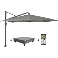 Platinum Icon premium zweefparasol 400x300 cm manhattan met 150 KG voet en hoes
