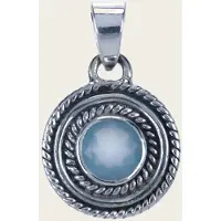 MOOYE ® - Collectie Zilveren Chalcedoon aqua edelsteen rond facet geslepen kettinghanger