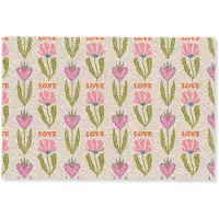 MuchoWow Deurmat 90x60 cm - Droogloopmat Love - Patroon - Bloemen - Hartjes - Mat voor binnen - Schoonloopmat - Deurmatten met print - Inloopmat