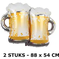Allernieuwste.nl 2 STUKS Opblaasbare Bier Glazen - Bierpullen - Feest - Folie Helium Ballon Bier glas - 2 Stuks