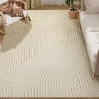 HOMCOM -Vloerkleed-Polyester-160x120x1.7cm-Wit