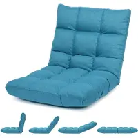 Costway Vloerstoel met verstelbare rugleuning, gestoffeerd, vloerkussen, opvouwbaar, meditatiestoel, relaxstoel, Thais kussen voor vrije tijd, meditatie, yoga(Turkoois)